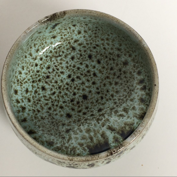 Sugar and creamer hand made speckled drip glaze green brown EUC unique vintage - Picture 13 of 16